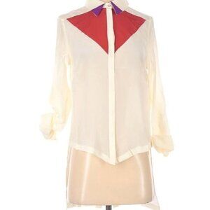 NWT Line & Dot Silk Ivory Button Down